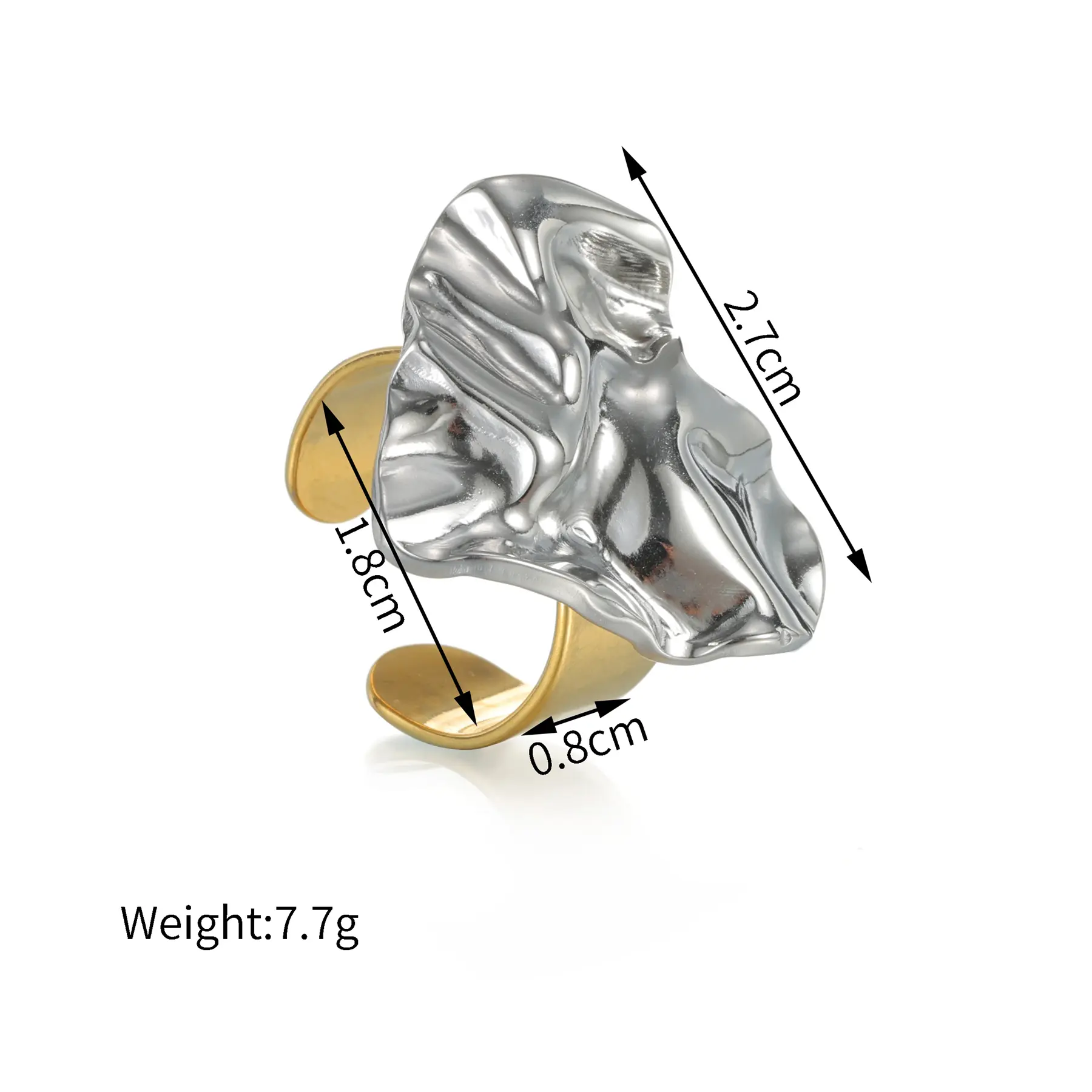 Freeteeme Stylish Mixed Silver/Gold Color Irregular Ring for Couple Stainless Steel Geometric Open Ring Women Daily Jewelry Gift