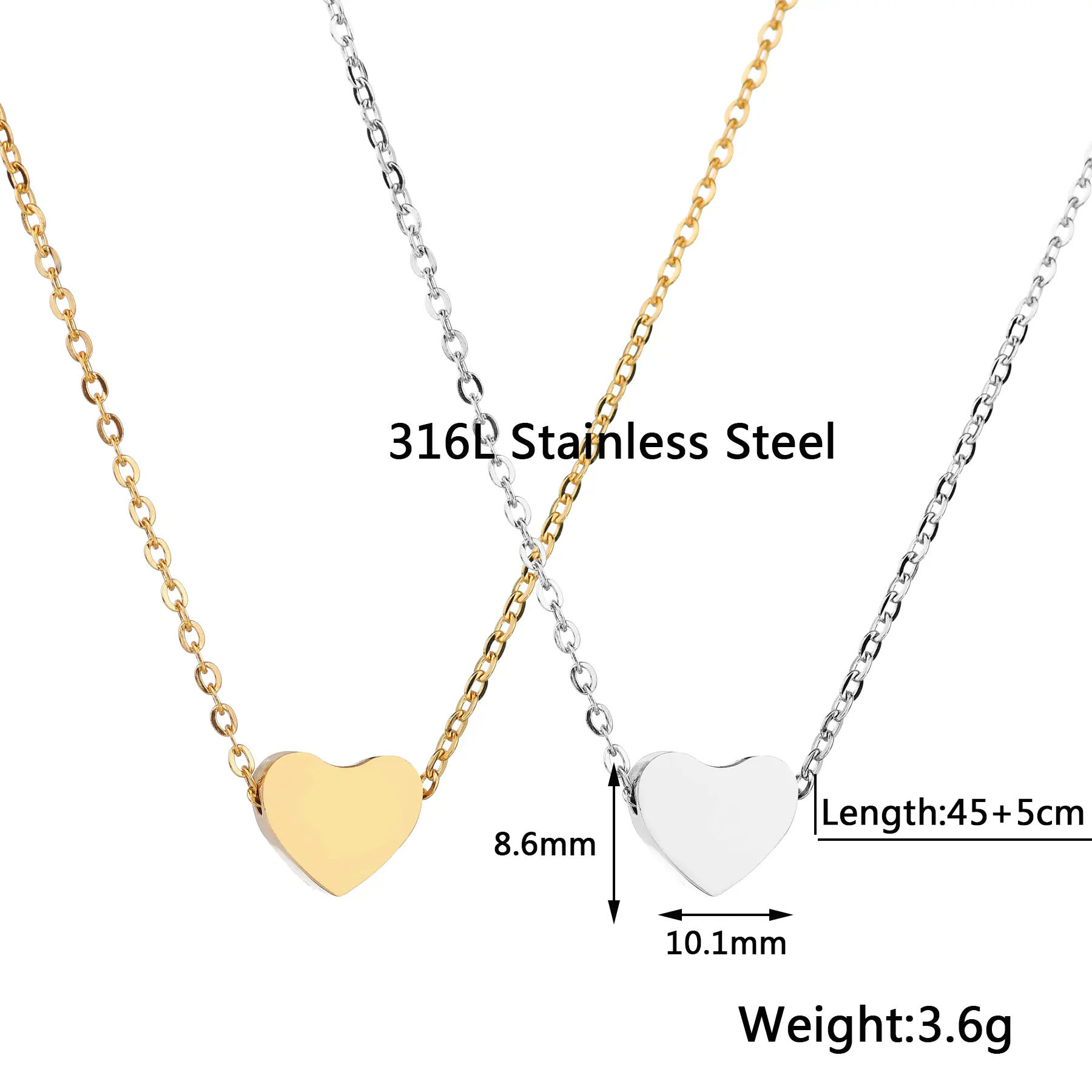 Freeteeme Simple Letter V Necklace for Women Girl Stainless Steel Gold Color Alphabet Heart Pendant Necklace Party Birthday Gift
