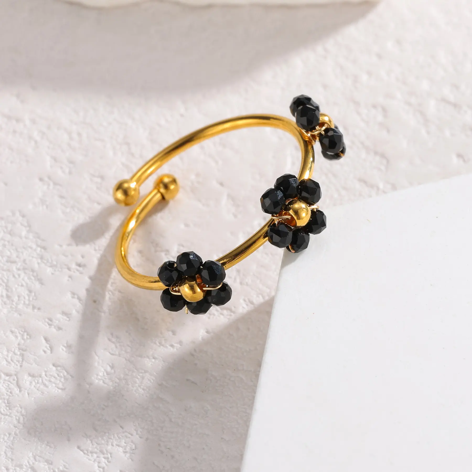 Freeteeme Simple Multi-colored Flower Rings for Women Stainless Steel Female Summer Open Couple Rings Jewelry Adjustable Gift