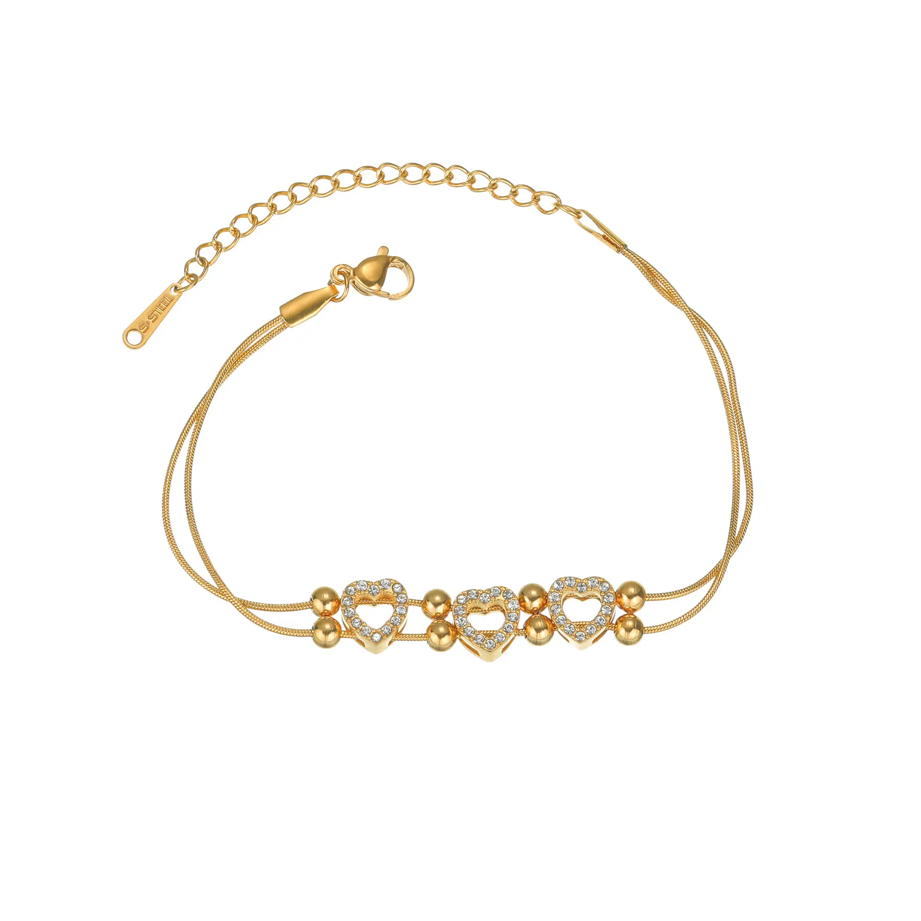 Freeteeme Simple Zircon Heart Women Bracelet Stainless Steel Sparkling Clover Couple Bracelets Men choice items Christmas Gifts