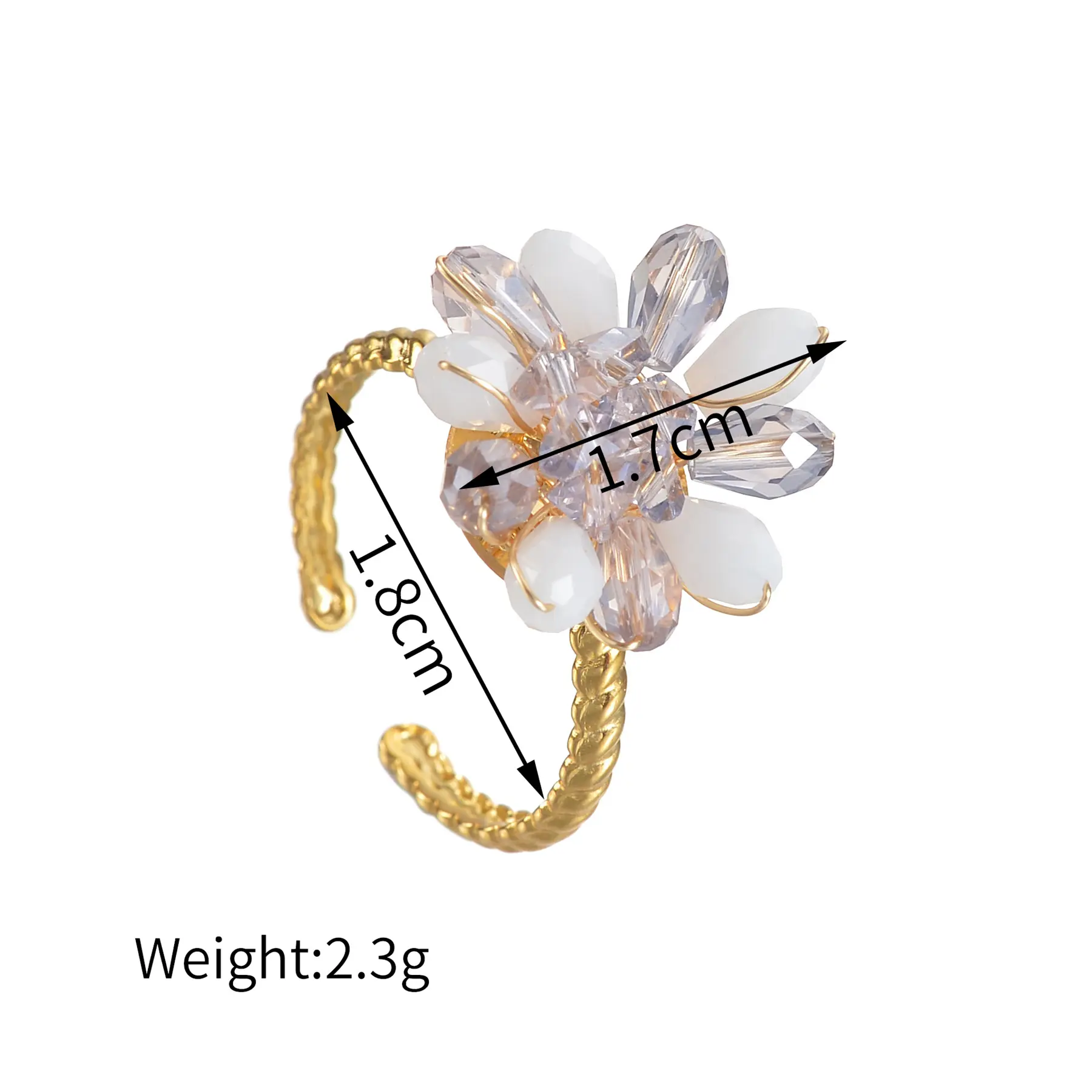 Freeteeme New Simple Beaded Flower Open Ring for Women Stainless Steel Stainless Steel Gold Color Rings Jewelry Birthday Gifts