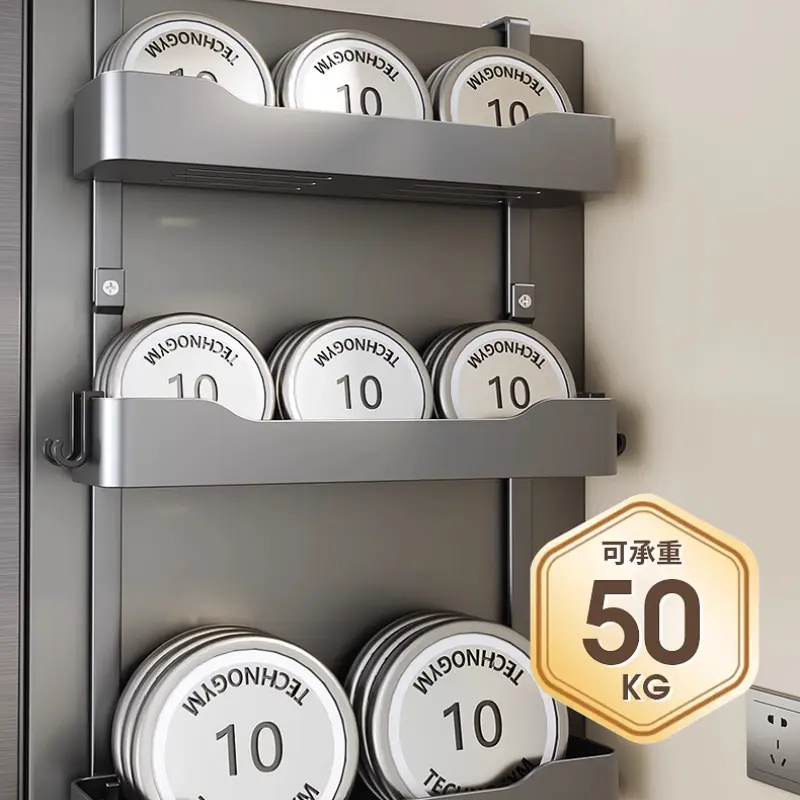 Space Saving Adjustable Kitchen Rack Multi-Functional Waterproof Hanging Shelf No Drill Installationfor Spices Cans Groceries