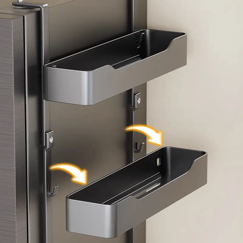 Space Saving Adjustable Kitchen Rack Multi-Functional Waterproof Hanging Shelf No Drill Installationfor Spices Cans Groceries