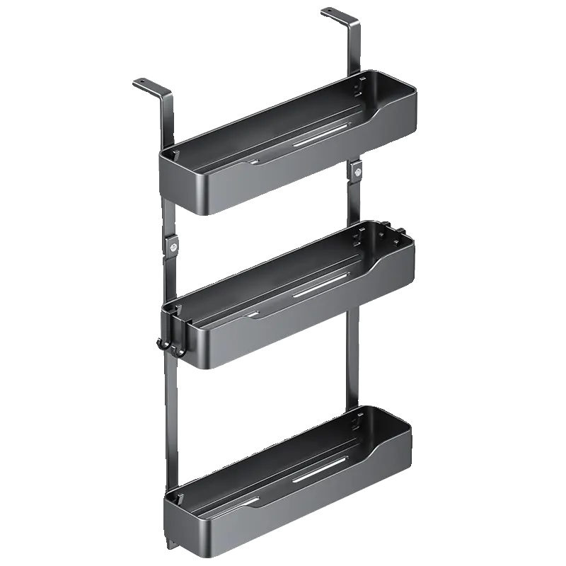 Space Saving Adjustable Kitchen Rack Multi-Functional Waterproof Hanging Shelf No Drill Installationfor Spices Cans Groceries
