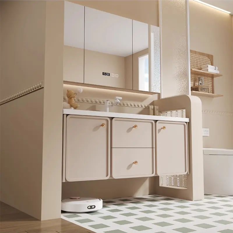Organizer Mirror Bathroom Storage Cabinet Wooden Drawers Luxury Bathroom Cabinet Restroom Ceramic Mobile Bagno Home Furniture