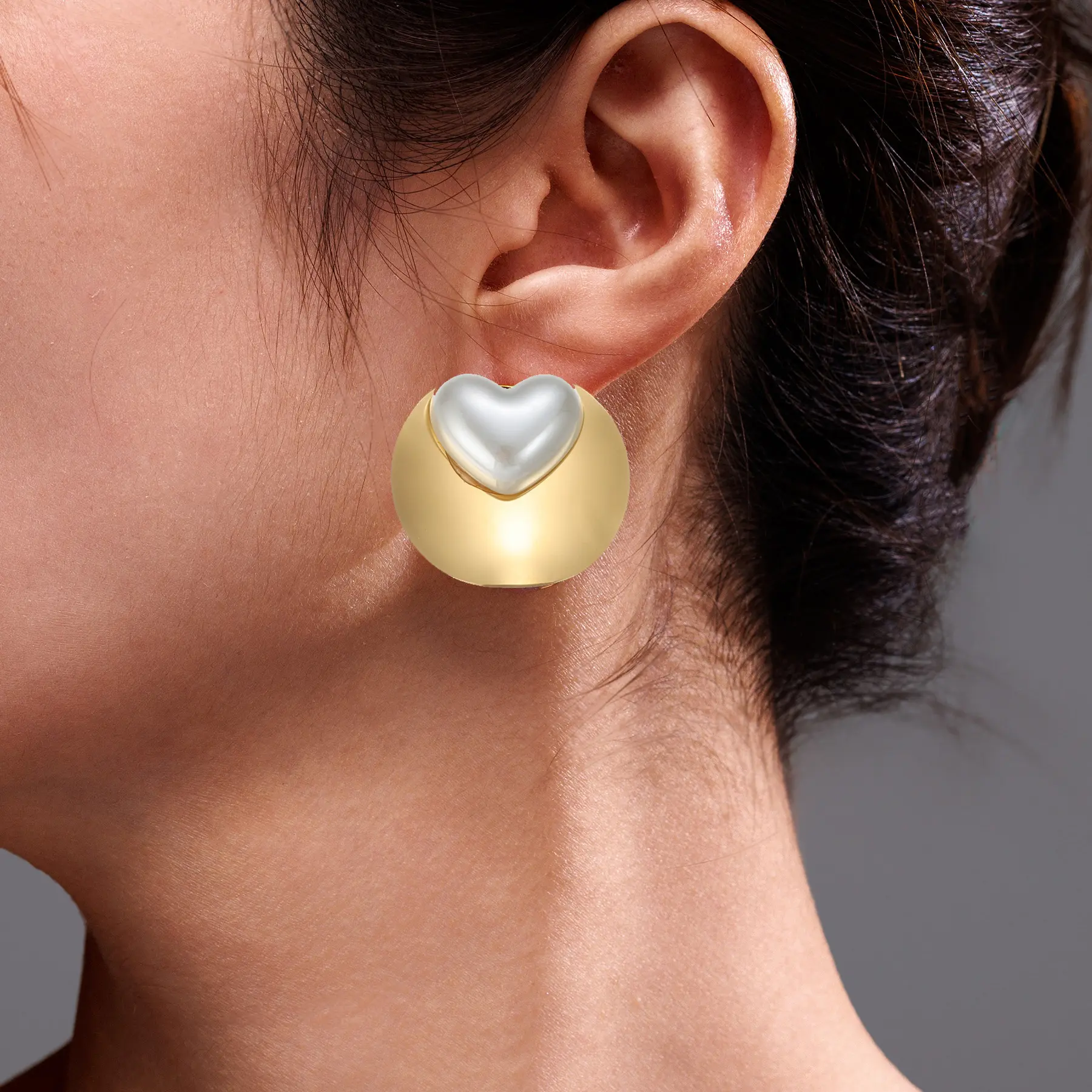 Freeteeme Fahison Geometric Stud Earrings Stainless Steel Minimalist Imitation Pearl Earring for Women Daily Accessories Gifts