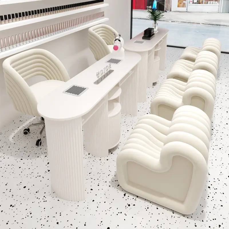 White Art Luxury Nail Desk Kawaii Design Professionals Aesthetic Modern Nail Table Dust Collector Scrivania Per Unghie Furniture