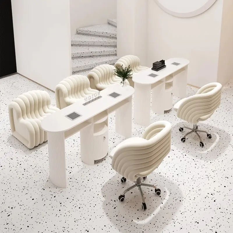 White Art Luxury Nail Desk Kawaii Design Professionals Aesthetic Modern Nail Table Dust Collector Scrivania Per Unghie Furniture