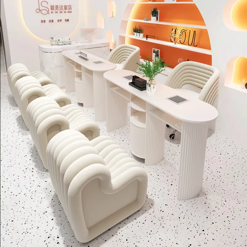 White Art Luxury Nail Desk Kawaii Design Professionals Aesthetic Modern Nail Table Dust Collector Scrivania Per Unghie Furniture
