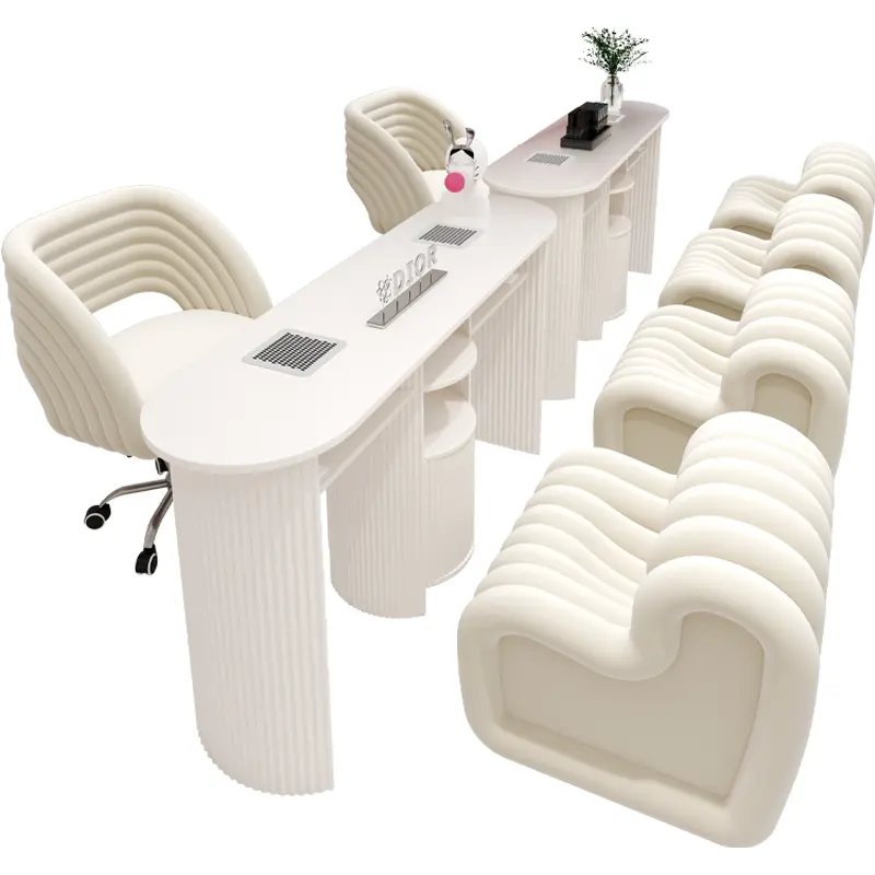 White Art Luxury Nail Desk Kawaii Design Professionals Aesthetic Modern Nail Table Dust Collector Scrivania Per Unghie Furniture