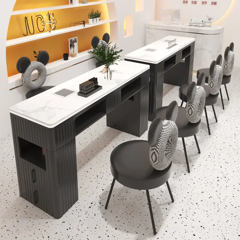 Storage Organizer Nail Desk Dust Collector Modern Light Luxury Manicure Table Professional Aesthetic Tavolo Per Unghie Furniture