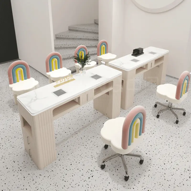 Storage Organizer Nail Desk Dust Collector Modern Light Luxury Manicure Table Professional Aesthetic Tavolo Per Unghie Furniture