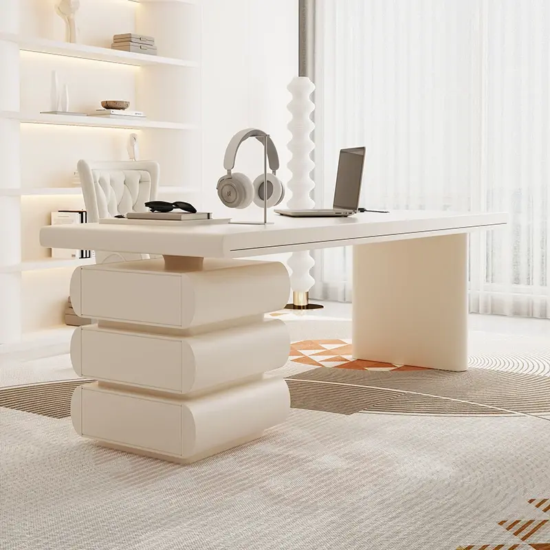 Designer Home Modern Office Desks Luxury Wood Asthetic Writing Gaming Computer Desks Standing Drawers Scrivania Office Furniture