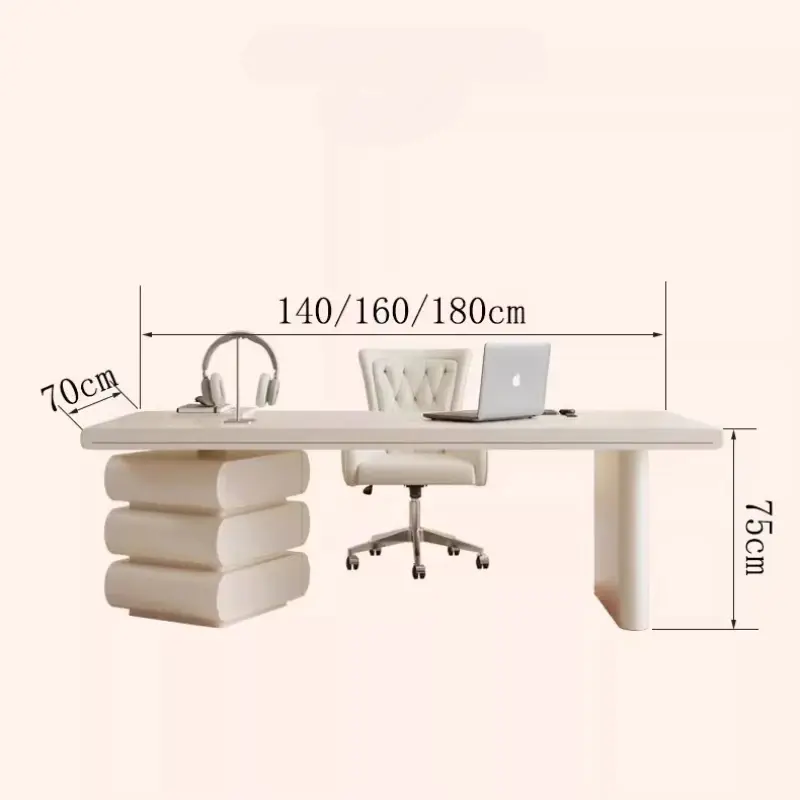 Designer Home Modern Office Desks Luxury Wood Asthetic Writing Gaming Computer Desks Standing Drawers Scrivania Office Furniture