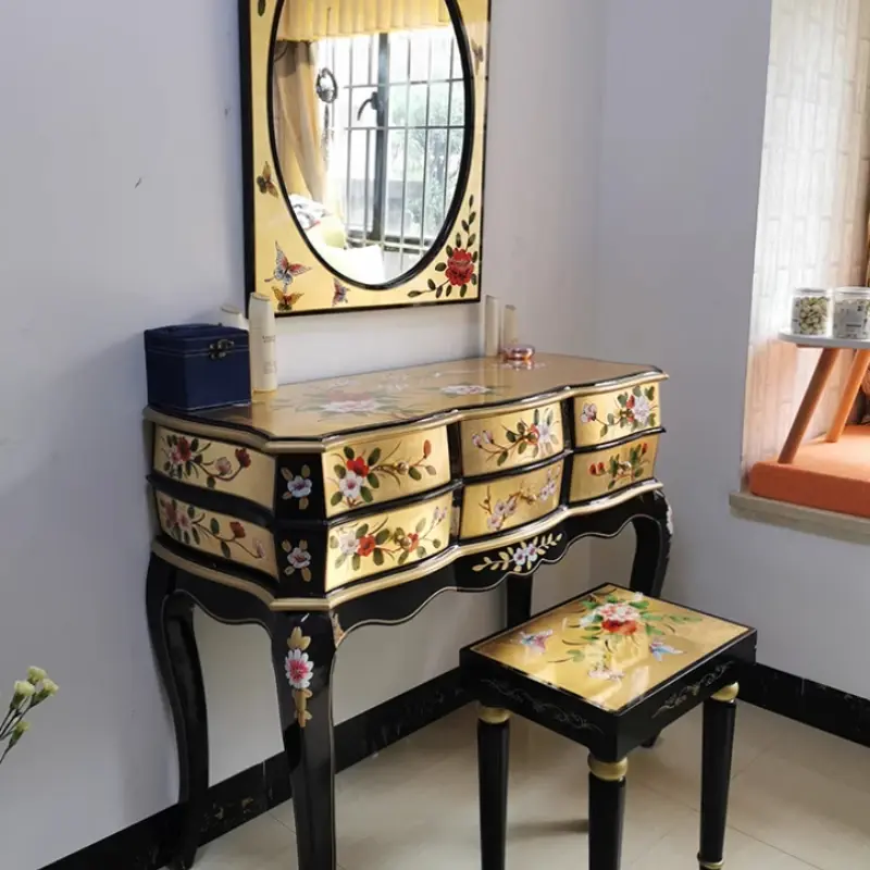 Luxury Stool Mirror Vanity Tables Storage Drawers Large Women Bedroom Dressers Makeup Organizer Coiffeuse Furniture Home