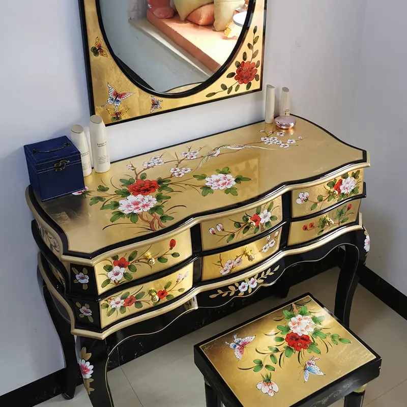 Luxury Stool Mirror Vanity Tables Storage Drawers Large Women Bedroom Dressers Makeup Organizer Coiffeuse Furniture Home