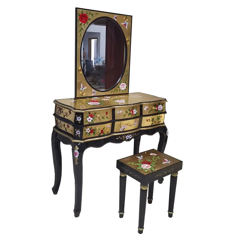Luxury Stool Mirror Vanity Tables Storage Drawers Large Women Bedroom Dressers Makeup Organizer Coiffeuse Furniture Home