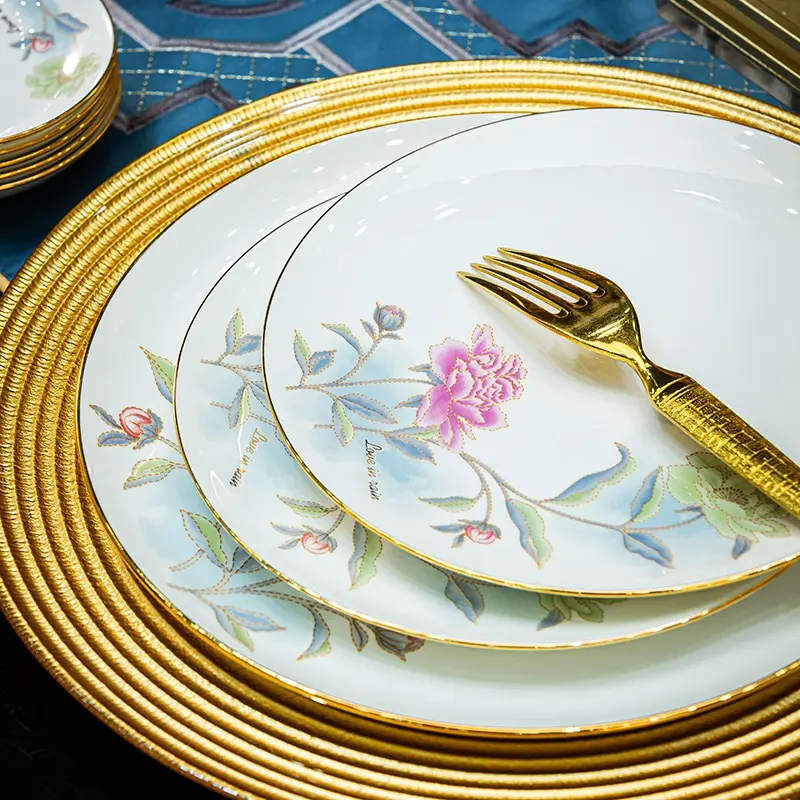 Party Wedding Gold Dinnerware Sets Home Christmas Kitchen Dining Room Tableware Porcelain Guests Jogo De Jantar Tableware Set