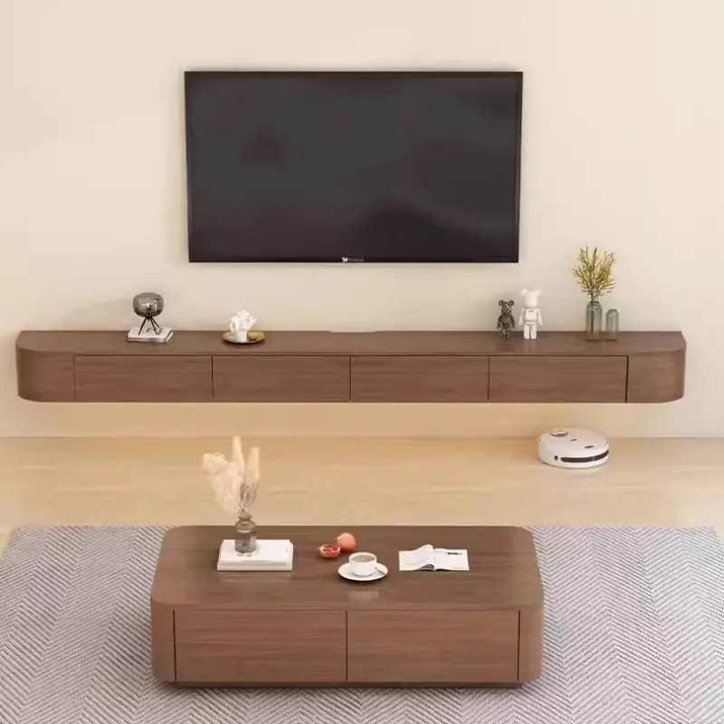 Solid Wood Design Tv Wall Stand Nordic Led Lights Universal Modern Tv Stands Floating Minimalist Szafka Pod Telewizor Furniture