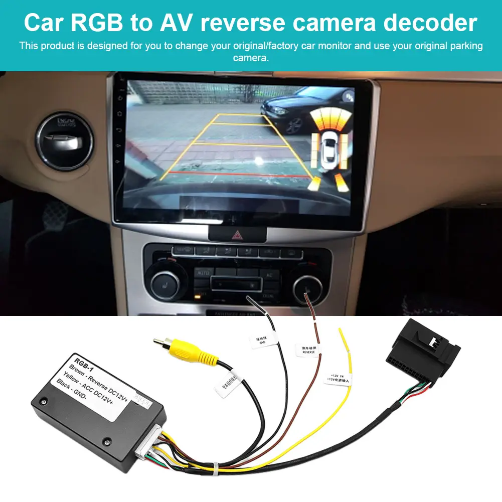 12V Backup Camera Decoder RGB To AV Backup Camera Converter Reversing Camera Signal Converter for VW RCD510 RNS510 RNS315