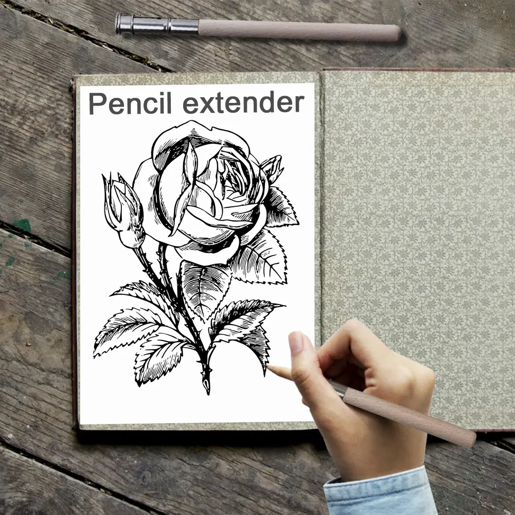 Pencil Extender Holder Adjustable Art Write Tool Extender Practical Exquisite Portable Wood Single Head for Sketch School Office