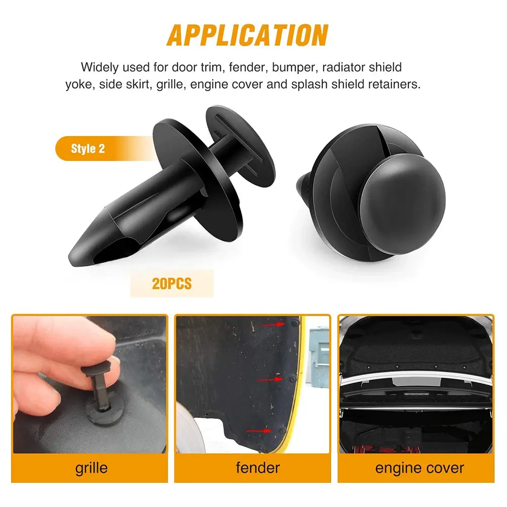 190Pcs Auto Fender Liner Clips Plastic Auto Push Pin Rivets Set Car Plastic Rivets Fasteners Door Trim Panel Fender Clips