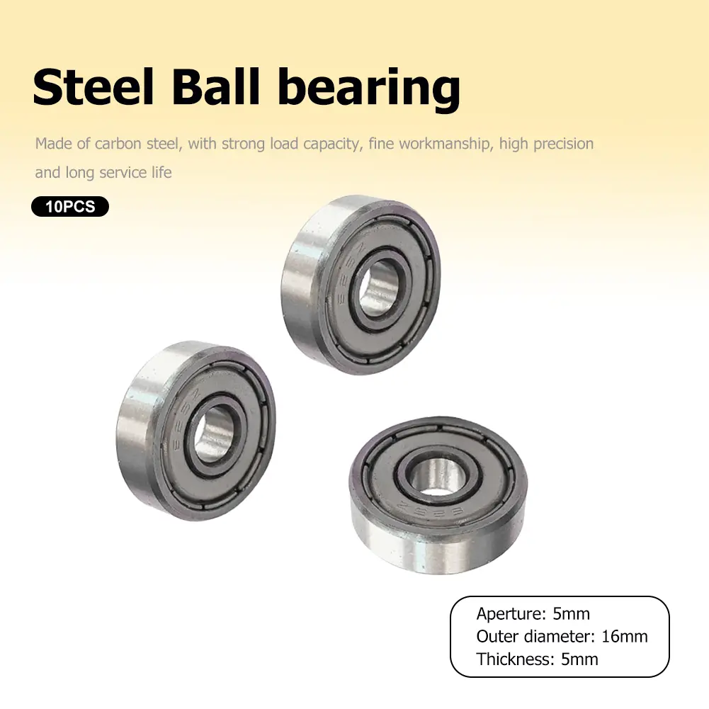 10pcs Miniature Bearings 5x16x5mm 625ZZ Silent Small Bearing Deep Groove Mini Ball Bearing Carbon Steel for Skateboard Scooter