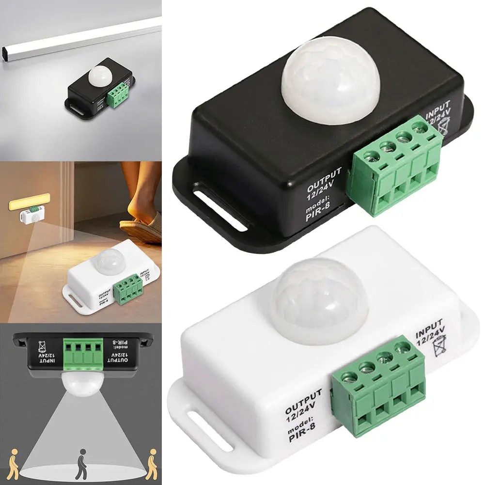 DC 12V 24V 6A Movement Detector ON OFF Automatic Adjust Infrared PIR Motion Sensor Detector Switch for LED Strip Light Lamp