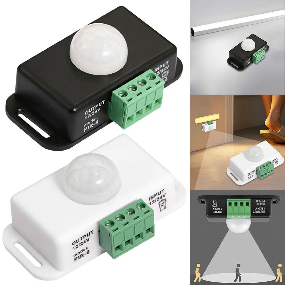 DC 12V 24V 6A Movement Detector ON OFF Automatic Adjust Infrared PIR Motion Sensor Detector Switch for LED Strip Light Lamp