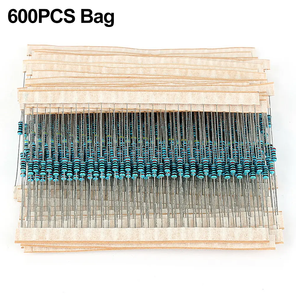 300/600pcs Metal Film Resistor Pack Assorted Kit 30 Kinds Mixed Metal Film Resistance Pack 10R-1M Resistance 1%
