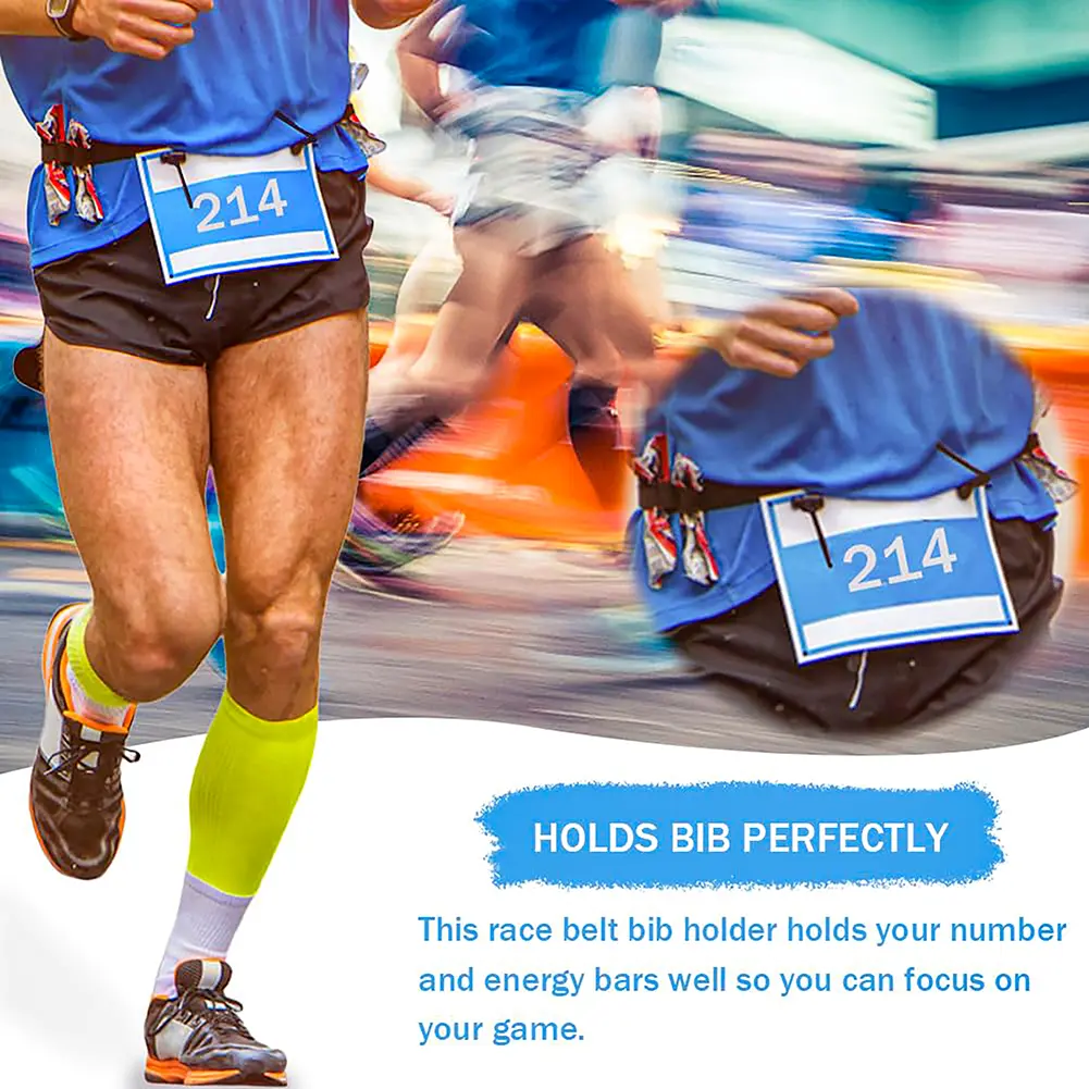 Sports Competition Belt Adjustable Outdoor Running Waist Belt Running Bib Belt for Running Cycling Triathlon Marathon