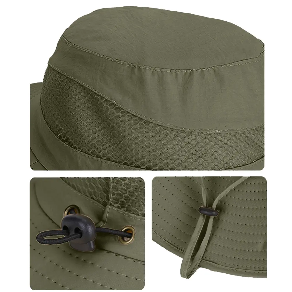 Outdoor Wide Brim Sun Hat with Solar/Charging Fan Sunshade Fishing Hat Quick-Dry Outdoor Drawstring Fishing Hat for Beach Garden