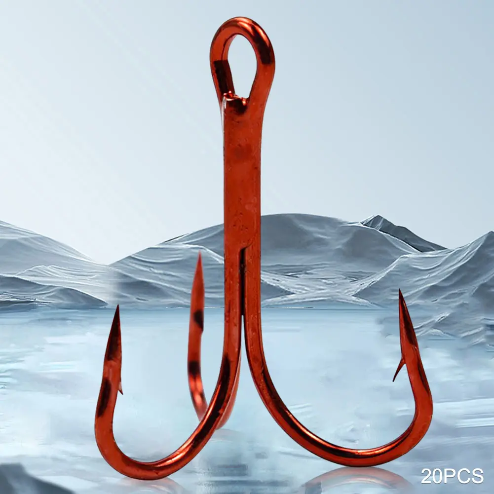 20Pcs Fishing Tackle Treble Fishhook Carbon Steel Triple Fishing Hooks  Bend for Saltwater Freshwater