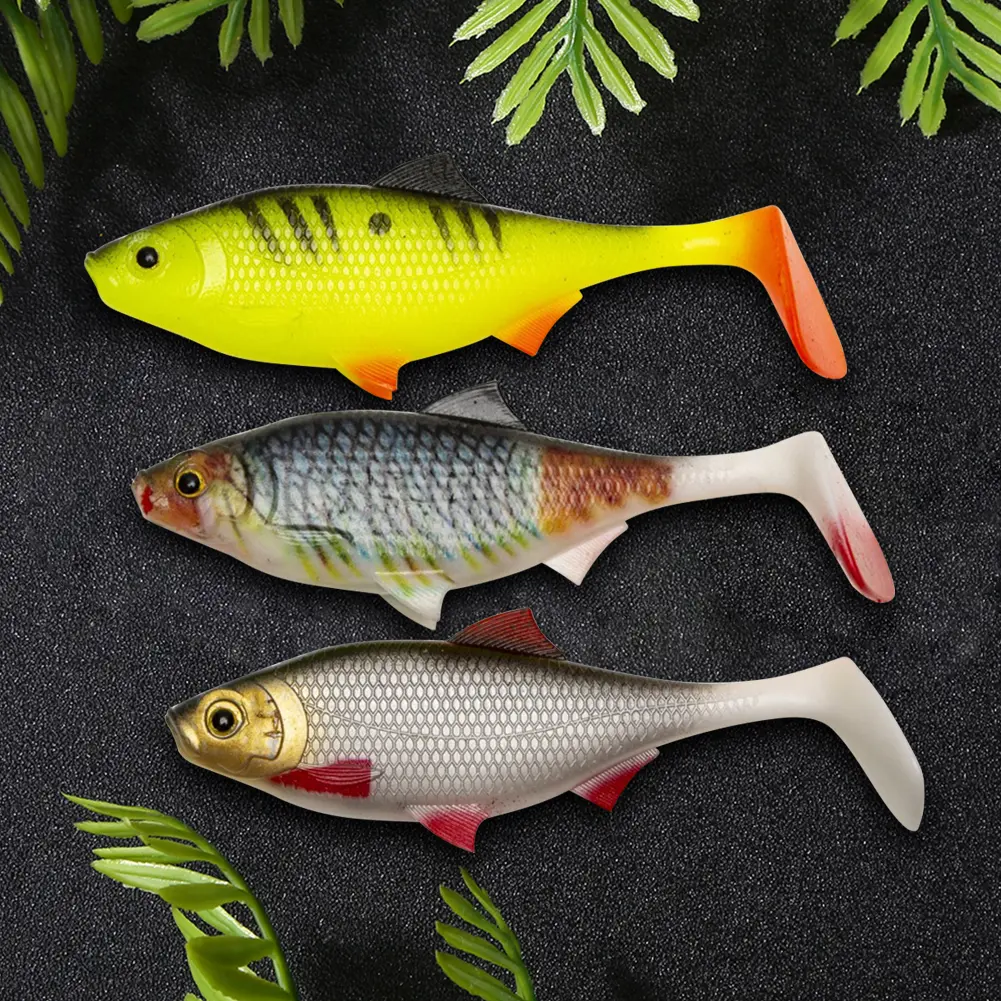 2 PCS Soft Plastic Fishing Lures T-Tail Lure Swim Shad Bait 13.5cm/28g Fishing Lures Baits Fishing Gear for Bass Trout Walleye