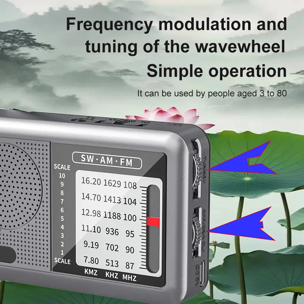 Portable Radio with Rechargeable Battery Earphone FM AM SW Radio for Indoor Outdoor Gifts for Seniors Elderly
