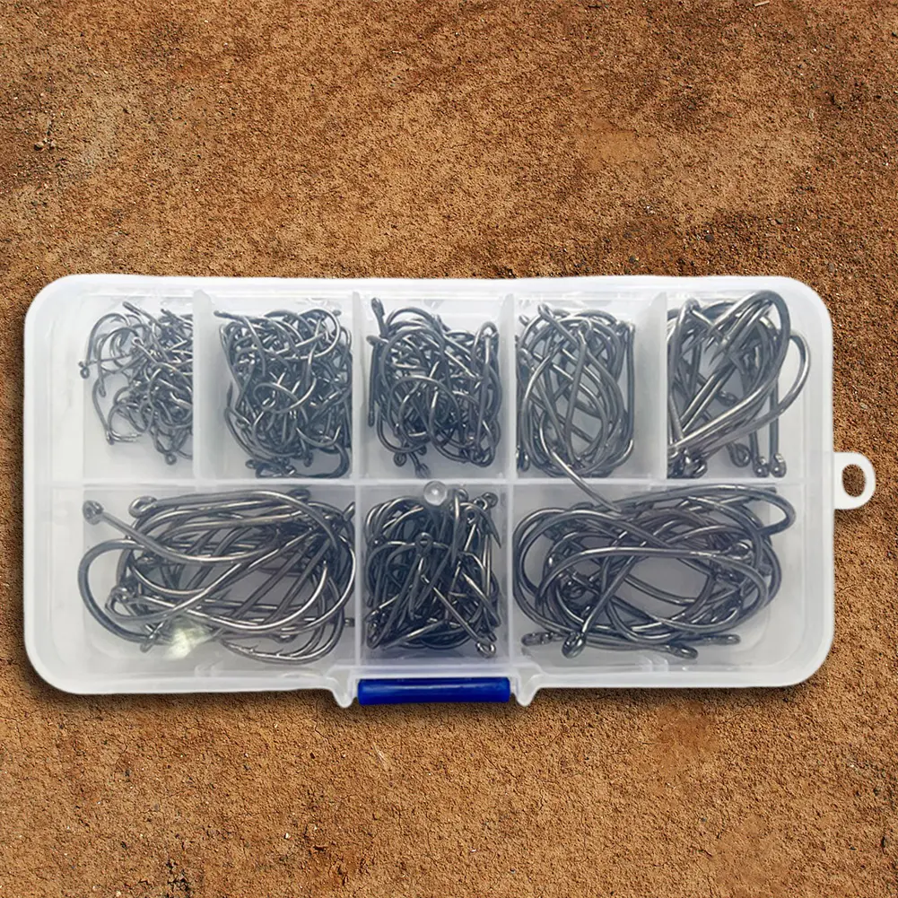 220Pcs Fishing Hooks Set High Carbon Steel Barbed FishHooks Carp Fishhook for Freshwater Saltwater Fishing Accessories