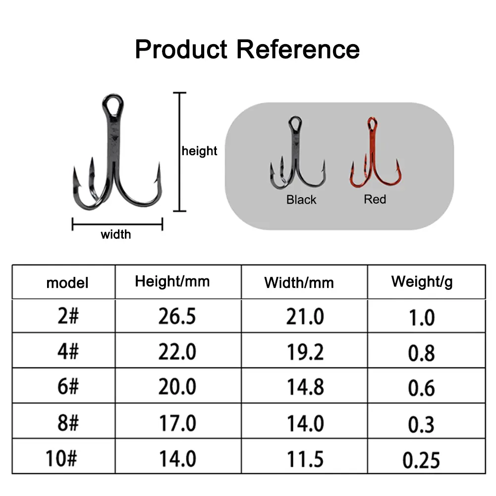 20Pcs Fishing Tackle Treble Fishhook Carbon Steel Triple Fishing Hooks  Bend for Saltwater Freshwater