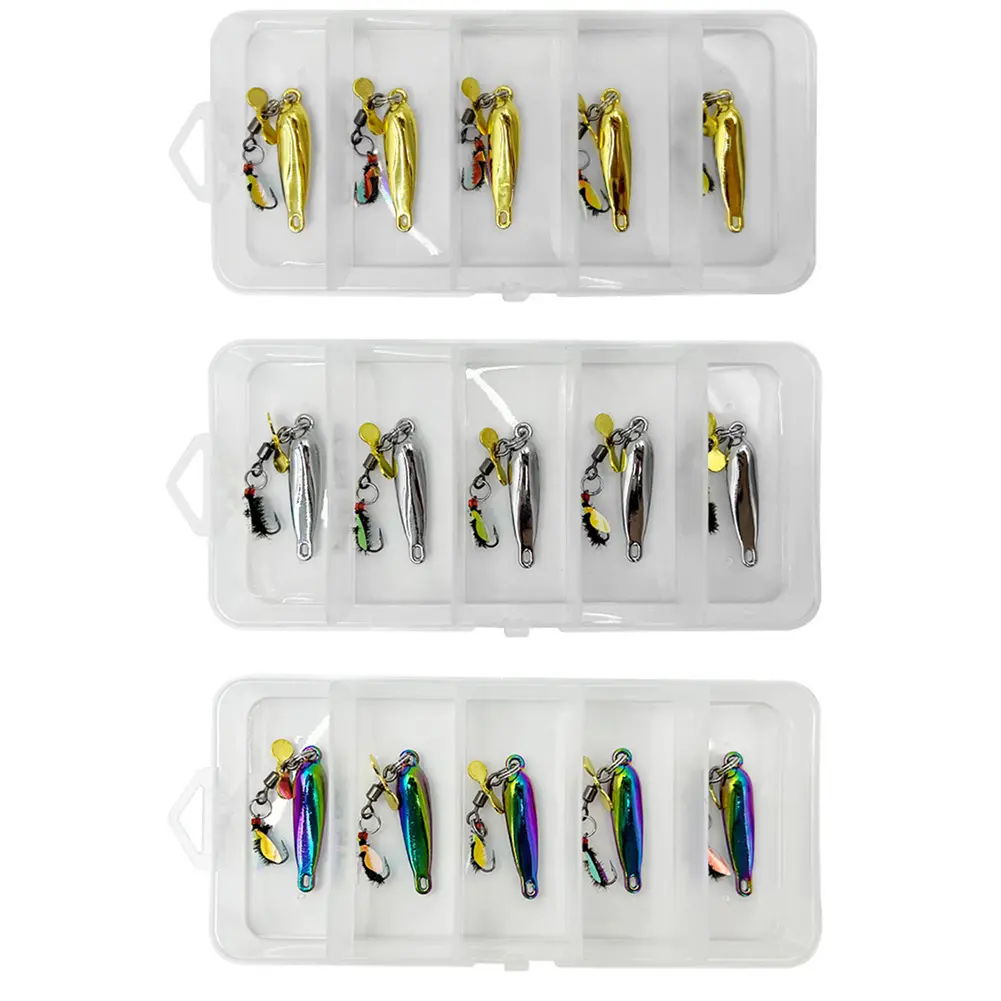 5Pcs/Box Fly Fishing Lures Rotating Spinner Fly Hooks Artificial Spoon Bait Flies Insect Lures Bait Trout Bass Fishing Lures