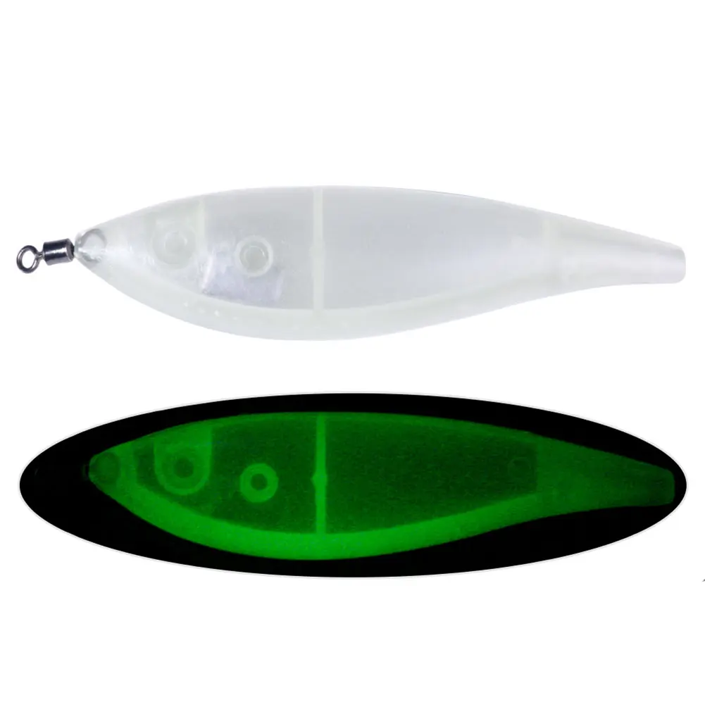 Glowing Squid Jigging Eging Wood Shrimp Hooks Horizontal Squid Trolling Lure 11CM/13.4G Octopus Bait Cuttlefish Bait for Fishing