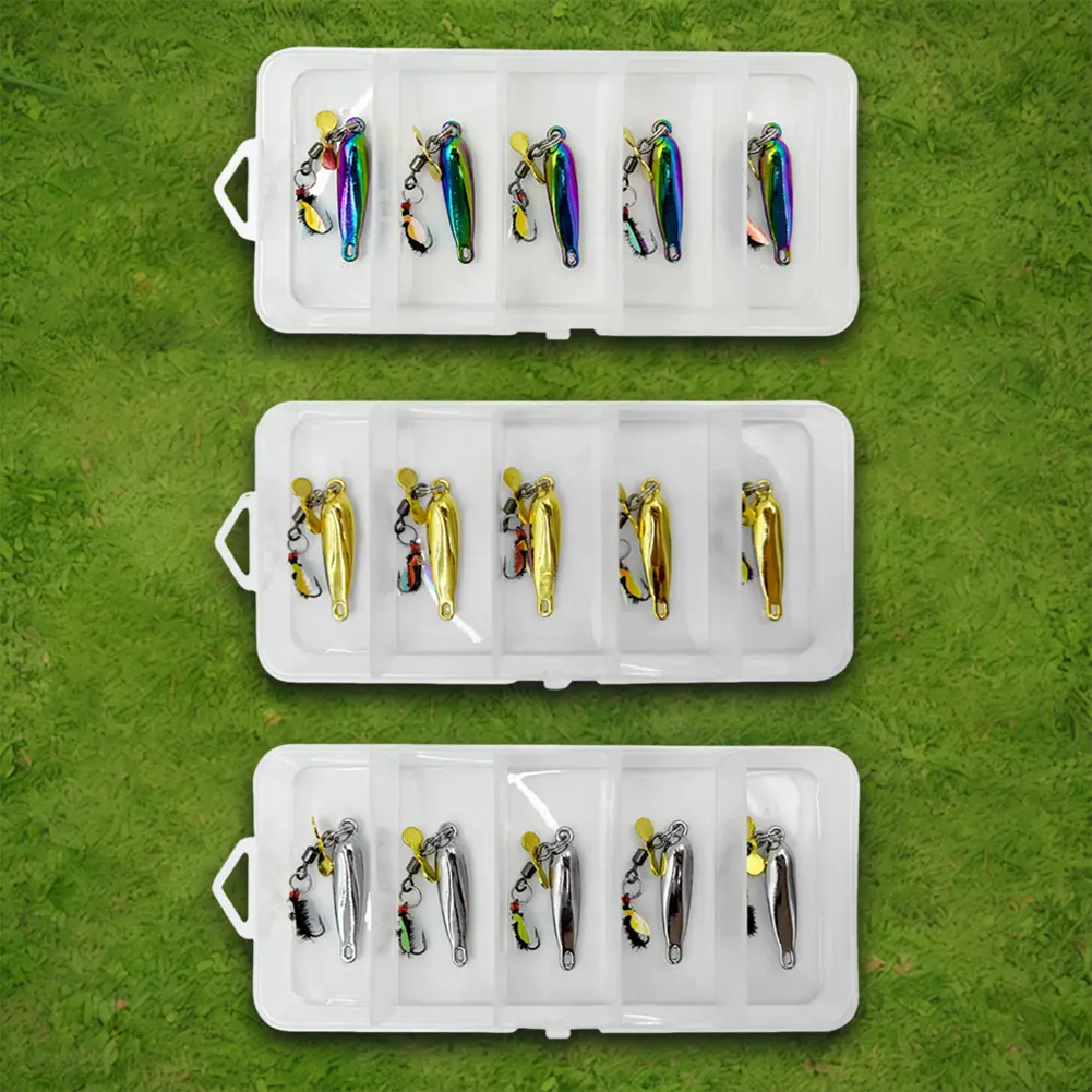 5Pcs/Box Fly Fishing Lures Rotating Spinner Fly Hooks Artificial Spoon Bait Flies Insect Lures Bait Trout Bass Fishing Lures