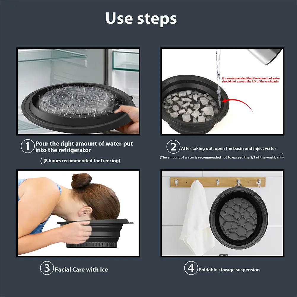Collapsible Wash Basin Space Saving Folding Bowl Low/High Temperature Resistant Portable Skincare Basin for Home Travel