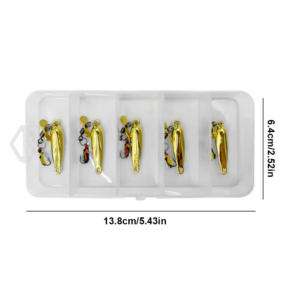 5Pcs/Box Fly Fishing Lures Rotating Spinner Fly Hooks Artificial Spoon Bait Flies Insect Lures Bait Trout Bass Fishing Lures