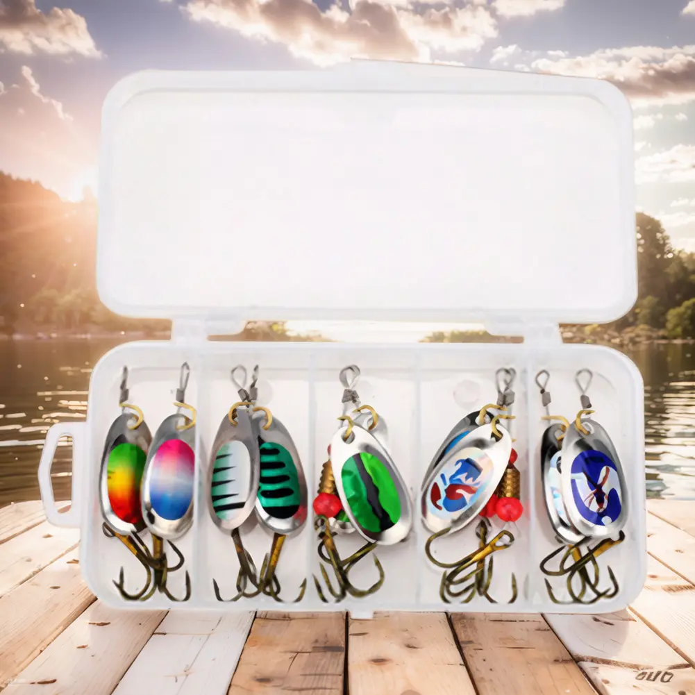 10Pcs Spinner Bait Sequins Bait 360 Degree Rotating Hard Metal Lures 6cm Treble Hooks Wobblers for Freshwater Seawater