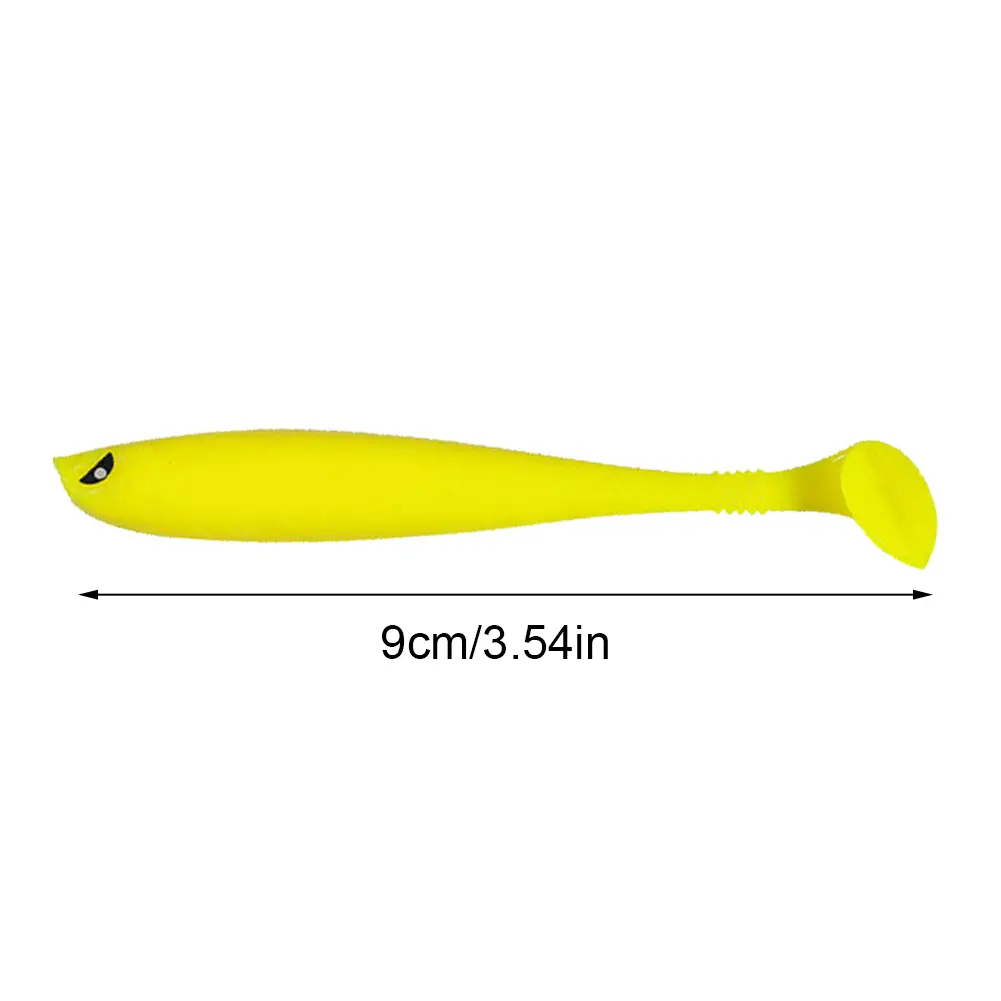 6Pcs Fishing T-Tail Bait 9cm Artificial Soft Bait Multifunctional Fishing Bass Carp Lure for Saltwater Freshwater