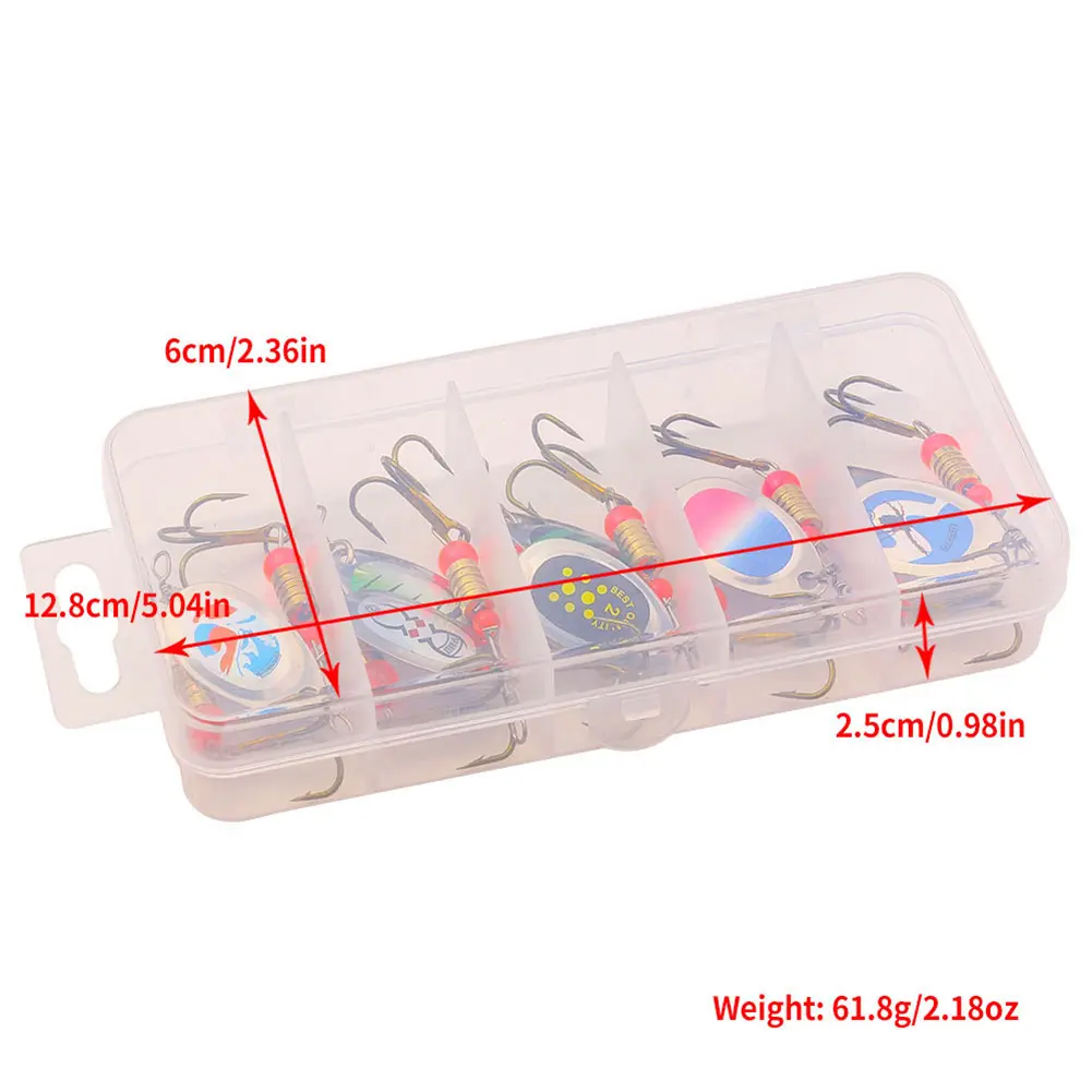 10pcs/Set Metal Spoon Spinner Fishing Lure with Treble Hook Fishing Wobblers Artificial Bait Hard Bait for Bass Pike Crochet