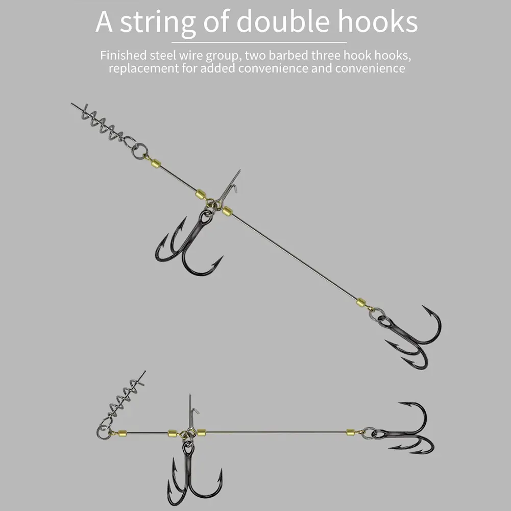 Multi-Depth Pike Stinger Rigs Fishing Hook with Pin Screw Connector Stinger Fishing Rig Hook Multi-Depth Screw Rigging Kit