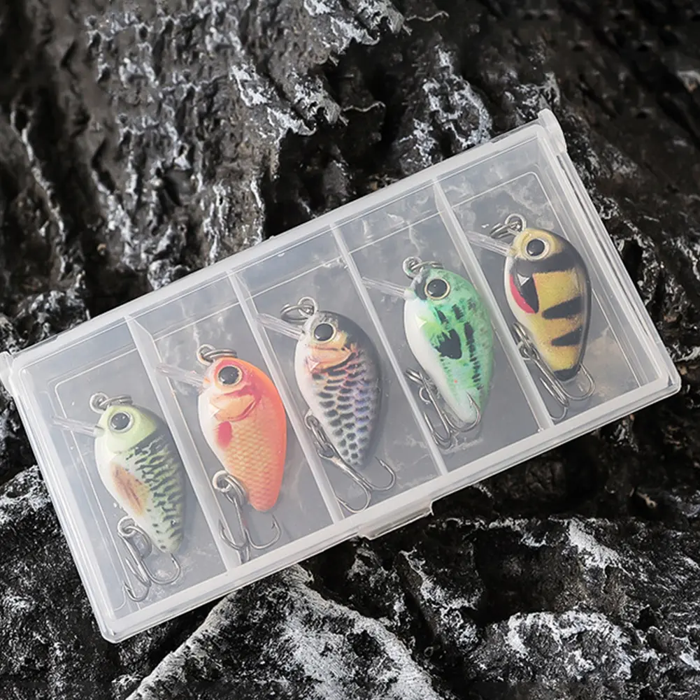 5pcs Mini Crankbait Fishing Lure 3cm 2g Floating Wobbler Swimbait Fishing Bait for Freshwater & Saltwater Angling