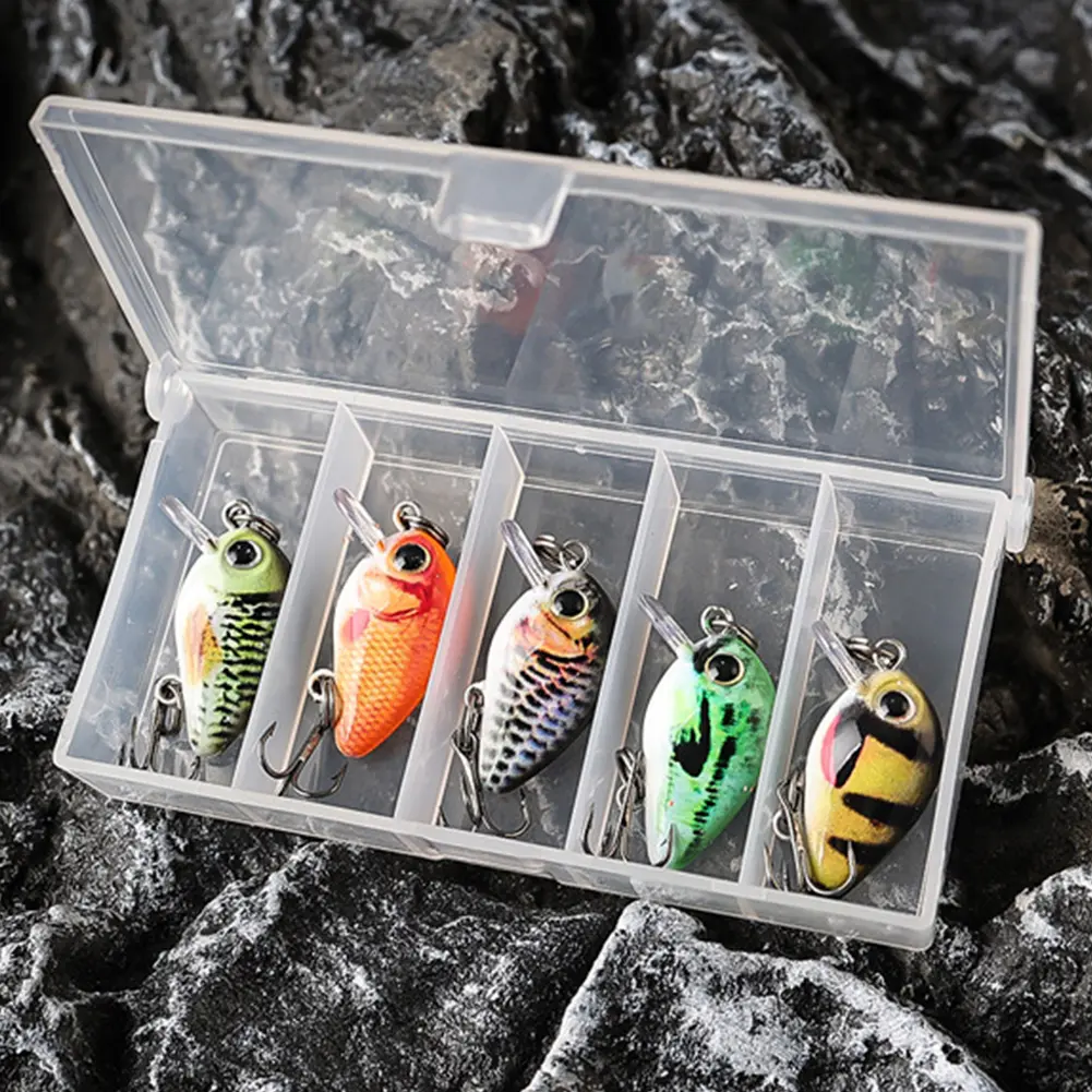 5pcs Mini Crankbait Fishing Lure 3cm 2g Floating Wobbler Swimbait Fishing Bait for Freshwater & Saltwater Angling
