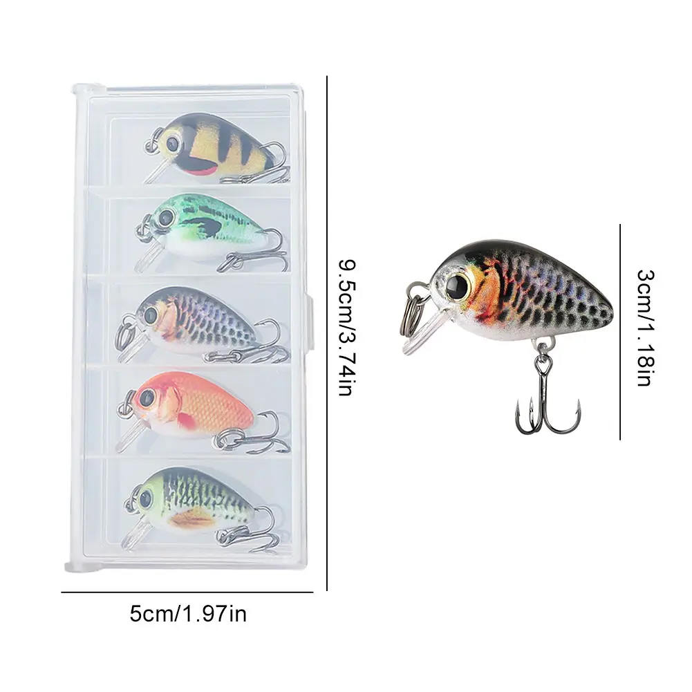 5pcs Mini Crankbait Fishing Lure 3cm 2g Floating Wobbler Swimbait Fishing Bait for Freshwater & Saltwater Angling