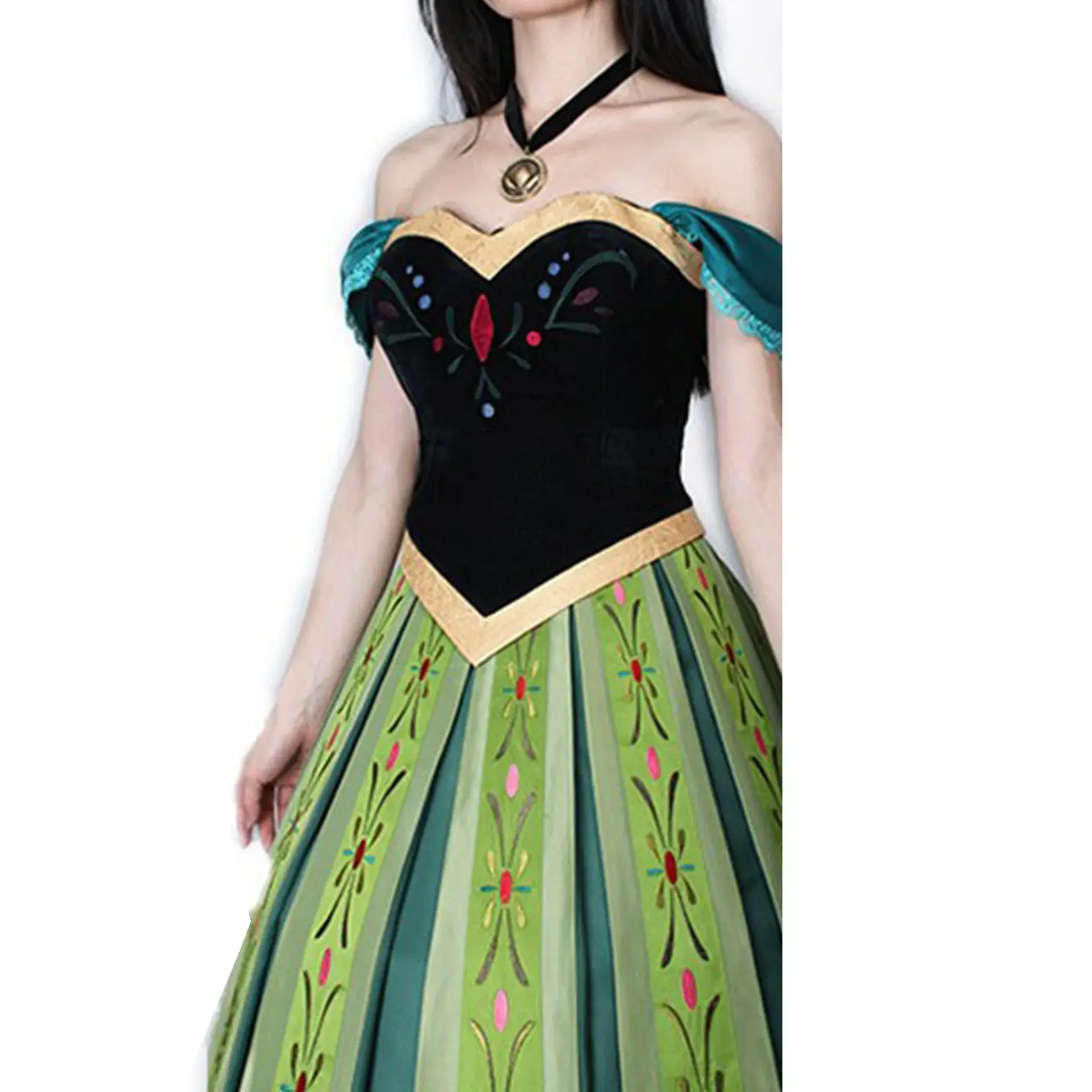 Athemis Movie Ice Anna Cosplay Dress Princess Coronation Cosplay Costume Custom Made Size Suit Necklace For Halloween Game